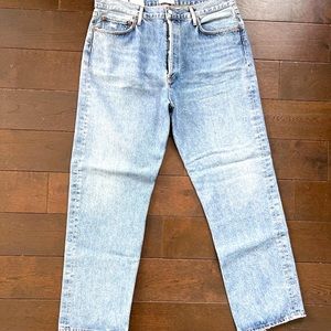90’s pinch waist high rise straight Agolde jeans with button close